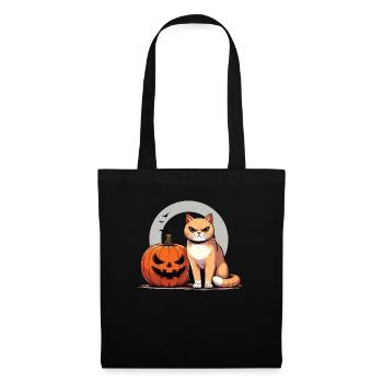 Halloween Katze Und Kürbis Für Herbst Kürbis Katze - Stoffbeutel - Schwarz - Vorne