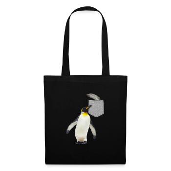 Pinguin, der nach Fisch in Ihrer falschen Tasche greift Spaß - Stoffbeutel - Schwarz - Vorne