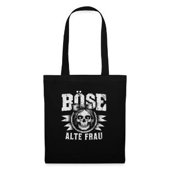 Motorrad Biker Lady Sarkasmus Böse alte Frau - Stoffbeutel - Schwarz - Vorne