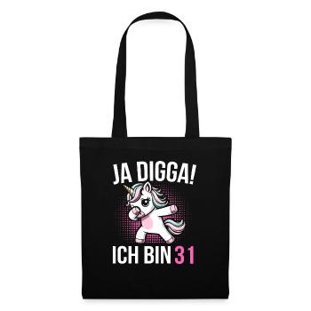 31. Geburtstag Frauen Einhorn Geschenk - Stoffbeutel - Schwarz - Vorne