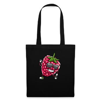 Beere Dancing Himbeeren Obst - Stoffbeutel - Schwarz - Vorne