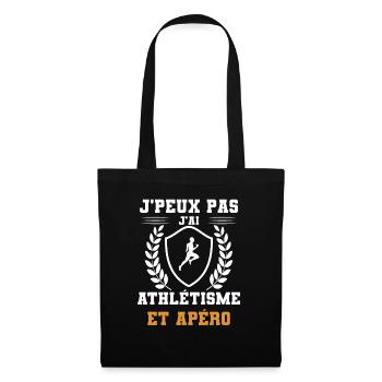 je peux pas j'ai athlétisme courir et apéro humour - Sac en tissu - noir - Devant