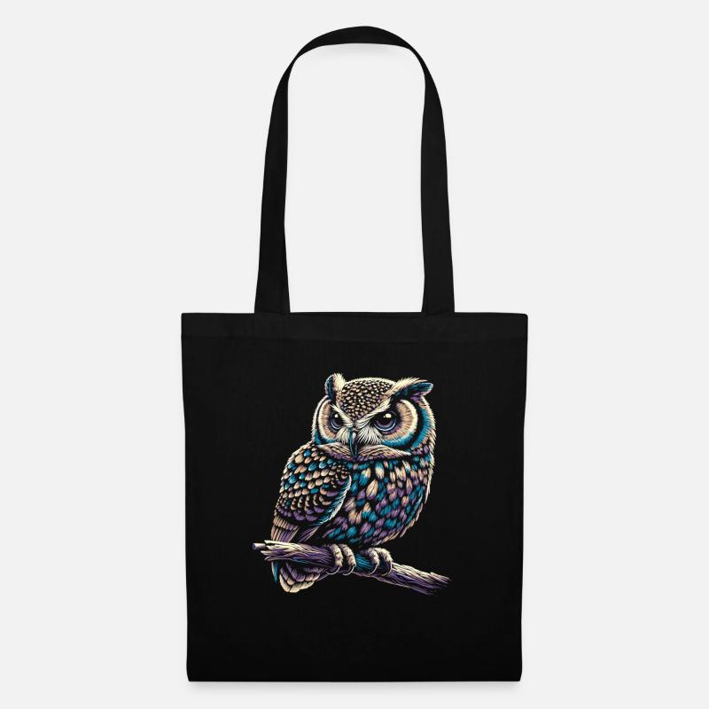 Eule Kunst Geschenk Geburtstag - Stoffbeutel - Schwarz