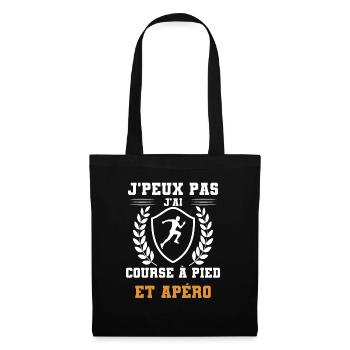 je peux pas j'ai course à pied et apéro humour - Sac en tissu - noir - Devant