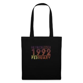 Anniversaire rétro février 1992 - Ligne coucher de soleil - Sac en tissu - noir - Devant