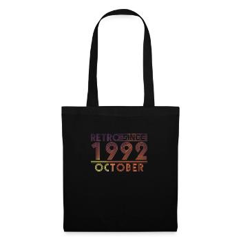 Anniversaire rétro octobre 1992 - Ligne coucher de soleil - Sac en tissu - noir - Devant