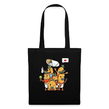Drôles de carottes miniatures de légumes - Sac en tissu - noir - Devant