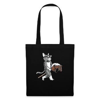 Lustiges Hobby Horsing Katze - Stoffbeutel - Schwarz - Vorne