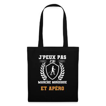 je peux pas j'ai marche nordique et apéro humour - Sac en tissu - noir - Devant