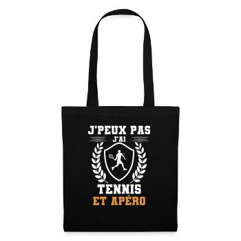 je peux pas j'ai tennis et apéro humour - Sac en tissu - noir - Devant