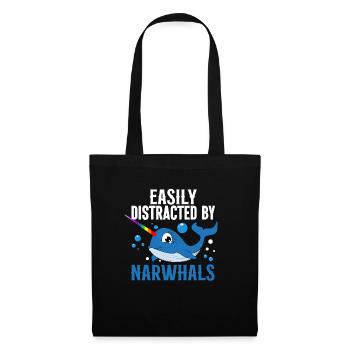 Mer de narval Mignon amoureux du narwhaler - Sac en tissu - noir - Devant