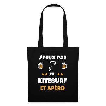 Ich kann kein Kitesurfing-Aperitif-Geschenk haben - Stoffbeutel - Schwarz - Vorne