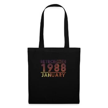 Retro Birthday January 1988 - Sunset line - Tote Bag - black - Front