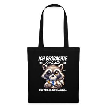 Je vous surveille tous et je prends des notes - Sac en tissu - noir - Devant