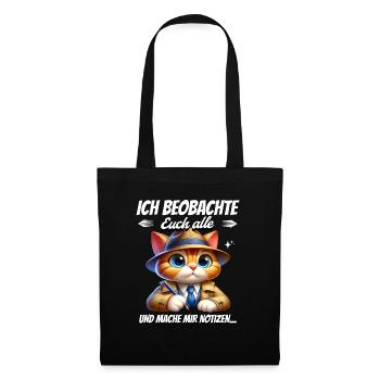 Je vous surveille tous et je prends des notes - Sac en tissu - noir - Devant