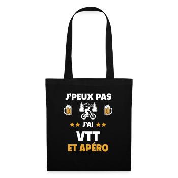 je peux pas j'ai VTT apéro cadeau - Sac en tissu - noir - Devant