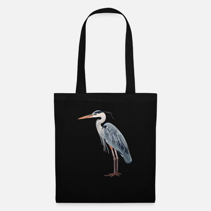 Heron Reiher - Stoffbeutel - Schwarz