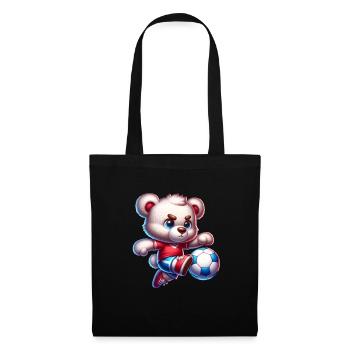 Cute Teddy Bear Playing Soccer Comic Character Kids - Tote Bag - black - Front