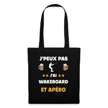 je peux pas j'ai wakeboard apéro cadeau - Sac en tissu - noir - Devant