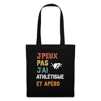 je peux pas j'ai saut en hauteur et apéro vintage - Sac en tissu - noir - Devant