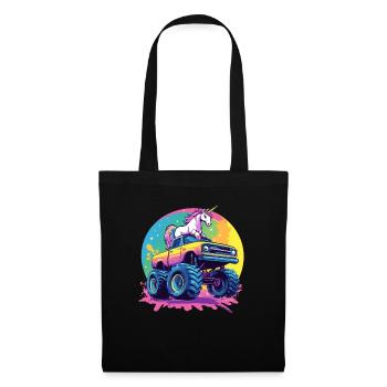 Monster Truck und Einhorn - Stoffbeutel - Schwarz - Vorne