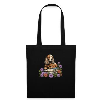 Cocker Spaniel Flower Book Reader - Tote Bag - black - Front