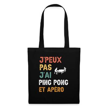je peux pas j'ai ping pong et apéro vintage - Sac en tissu - noir - Devant