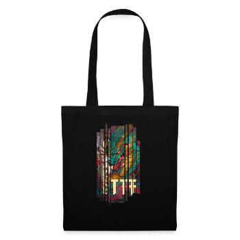 Geometrischer Drache Japan Kanji - Stoffbeutel - Schwarz - Vorne