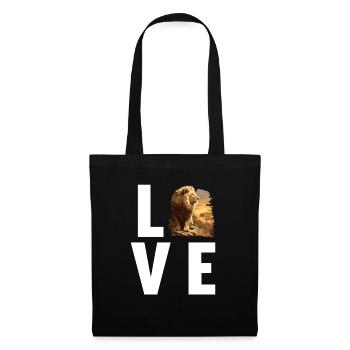 Lion Löwen Löwe - Stoffbeutel - Schwarz - Vorne
