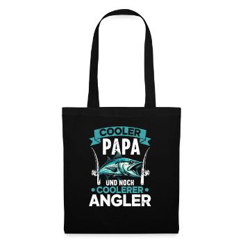 Angler Papa Angelrute Witziges Vatertag Fischer - Stoffbeutel - Schwarz - Vorne