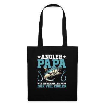 Angler Papa Angelrute Witziges Vatertag Fischer - Stoffbeutel - Schwarz - Vorne