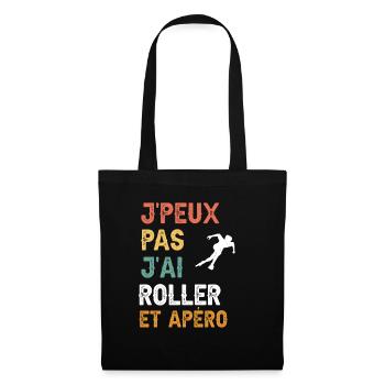je peux pas j'ai roller et apéro vintage - Sac en tissu - noir - Devant
