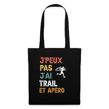 je peux pas j'ai trail et apéro vintage - Sac en tissu - noir - Devant