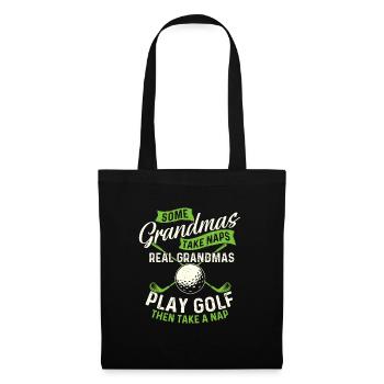 Manche Omas machen ein Nickerchen - Funny Golf Grandma - Stoffbeutel - Schwarz - Vorne