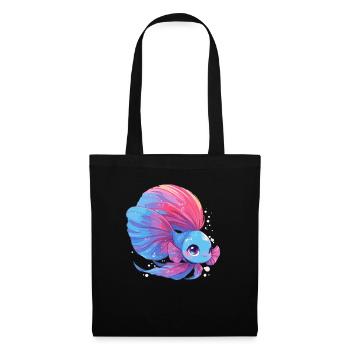 Bettas Betta Fisch Betta - Stoffbeutel - Schwarz - Vorne