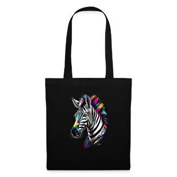 zèbre géométrique tribal multicolore - Sac en tissu - noir - Devant