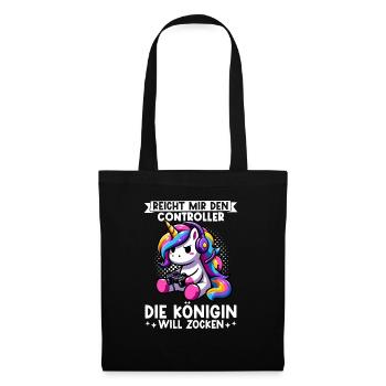 Elle me tend la manette, la reine veut jouer - Sac en tissu - noir - Devant
