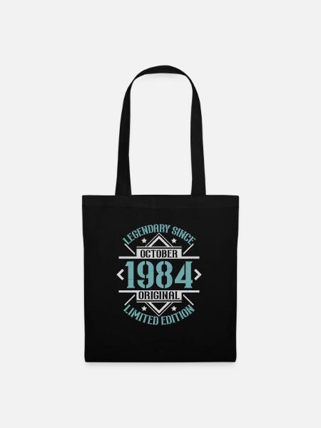 Jahrgang Oktober 1984 Retro Geburtstagsgeschenk - Stoffbeutel - Schwarz
