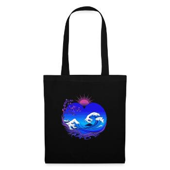 Big Wave Vaporwave Aesthetic 80s Anime Fashion - Tote Bag - black - Front
