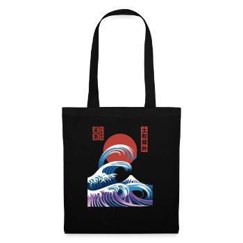 Big Wave Vaporwave Aesthetic 80s Anime Fashion - Tote Bag - black - Front