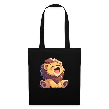 Lion Löwen Löwe - Sac en tissu - noir - Devant