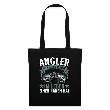 Pêcheur Canne à pêche Drôle Pêcheur Hobby Pêcheur - Sac en tissu - noir - Devant