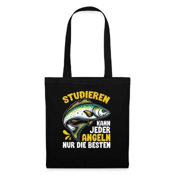 Angler Angelrute Witziges Fischer Hobbyfischer - Stoffbeutel - Schwarz - Vorne
