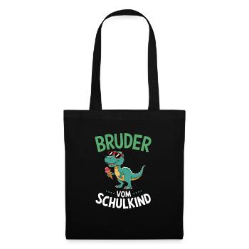 Cooler Dinosaurier Bruder von Schulkind 2025 - Stoffbeutel - Schwarz - Vorne