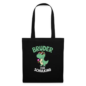 Cooler Dinosaurier Bruder von Schulkind 2025 - Stoffbeutel - Schwarz - Vorne