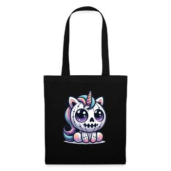 Halloween Einhorn Halloween Kürbis - Stoffbeutel - Schwarz - Vorne