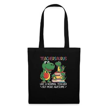 Teachersaurus Rex Dinosaure Professeur Professeur - Sac en tissu - noir - Devant