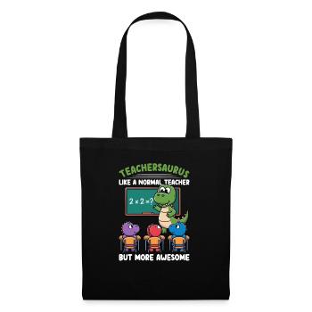 Teachersaurus Rex Dinosaure Professeur Professeur - Sac en tissu - noir - Devant