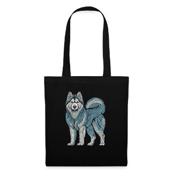 Siberian Husky Fingerabdruck - Stoffbeutel - Schwarz - Vorne
