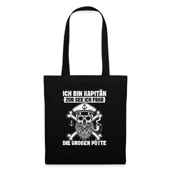 Papitän Funny Pun Capitaine Papa Ancre - Sac en tissu - noir - Devant